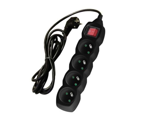 Przedłużacz 4-gniazda z uziemieniem i wyłącznikiem PP37 5 m czarny DPM
