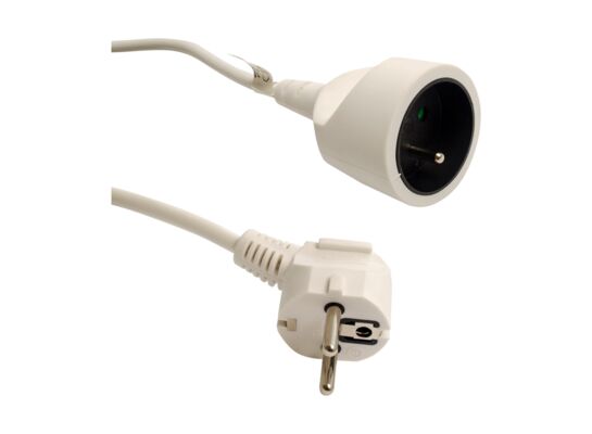 Przedłużacz 1-gniazdowy z uziemieniem PS01 1,5 m biały DPM