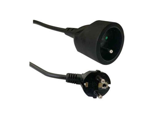 Przedłużacz 1-gniazdowy z uziemieniem PS01B 1,5 m czarny DPM