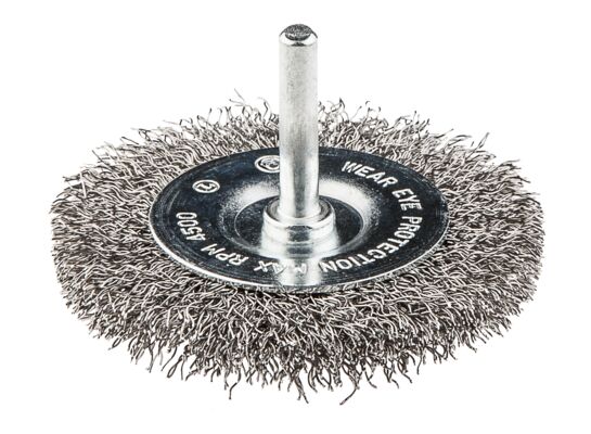 Szczotka druciana tarczowa z trzpieniem 75 mm, INOX GRAPHITE