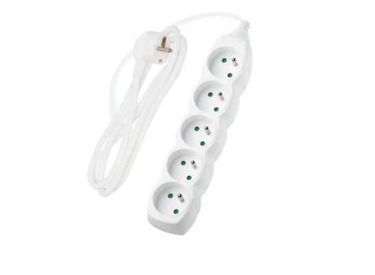 Przedłużacz 5-gniazda z uziemieniem PP42 3 m biały DPM