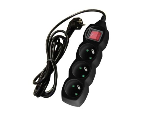 Przedłużacz 3-gniazda z uziemieniem i wyłącznikiem PP17 5 m czarny DPM