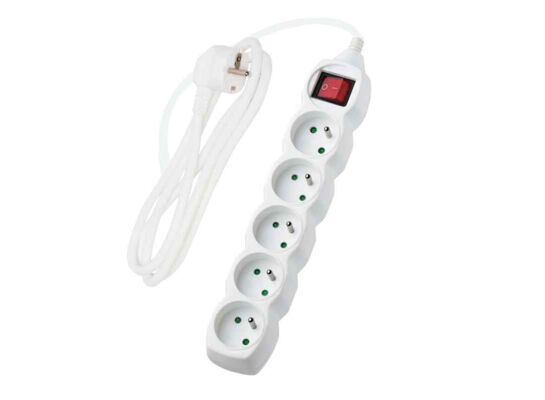 Przedłużacz 5-gniazd z uziemieniem i wyłącznikiem PP53 5 m biały DPM