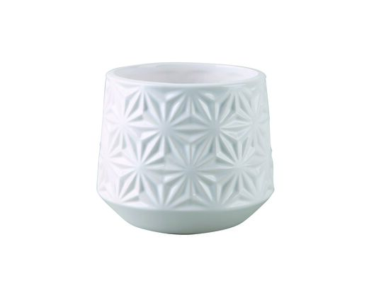 Osłonka ceramiczna flower białą 11,5 x 11,5 x 10,5 cm