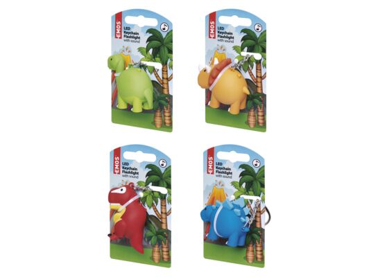Brelok LED dinozaury 3× LR54 różne wzory
