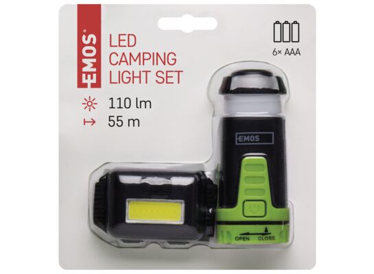 Latarka czołowa LED COB + Mini lampa kempingowa LED