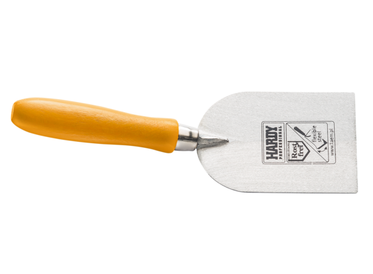 Kielnia sztukatorska prosta 30* nierdzewna 8 x 10 cm rączka drewniana żółta