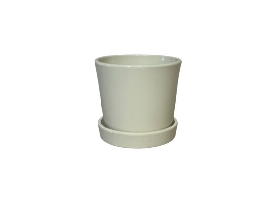 Doniczka Stożek z podstawką 10 cm ceramiczna kremowa