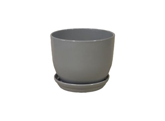 Doniczka Classic z podstawką 13,5 cm ceramiczna szara