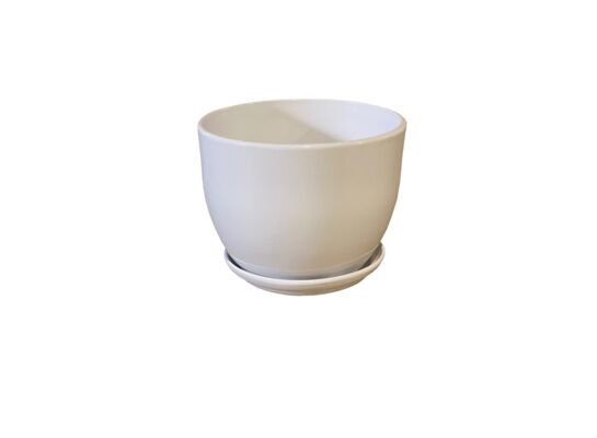 Doniczka Classic z podstawką 13,5 cm ceramiczna biała