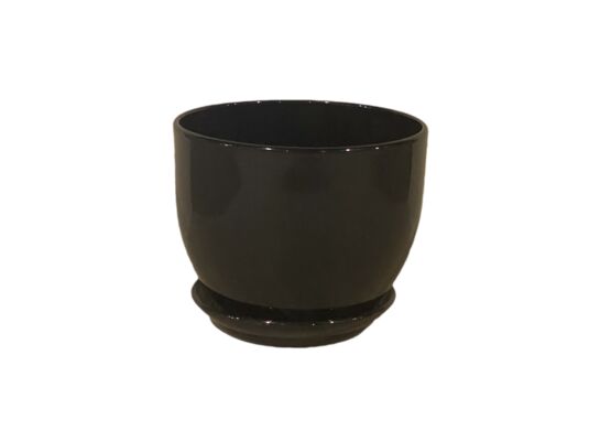 Doniczka Classic z podstawką 13,5 cm ceramiczna grafit