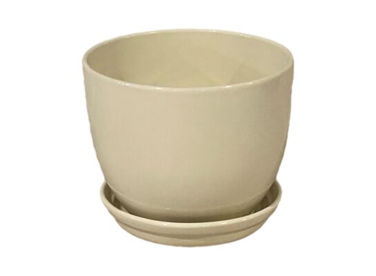 Doniczka Classic z podstawką 16,5 cm ceramiczna kremowa