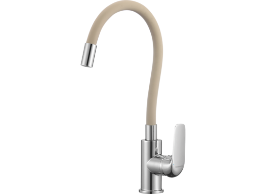 Bateria zlewozmywakowa stojąca ELZA z elastyczną wylewką beż