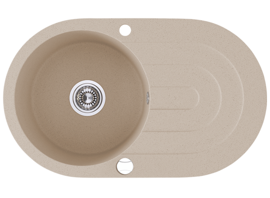 Zlewozmywak granitowy DAFNE 1 komora z ociekaczem 47 x 78 cm z syfonem beż