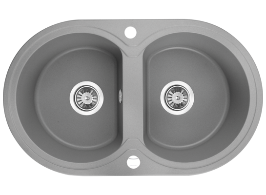 Zlewozmywak granitowy DAFNE 2 komory 47 x 78 cm z syfonem szary