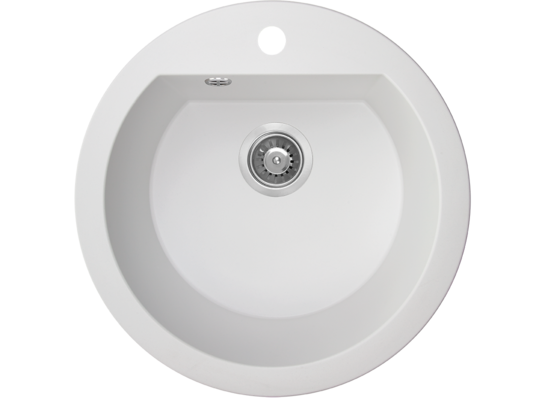 Zlewozmywak granitowy DAFNE 1 komora C-51 cm z syfonem biały