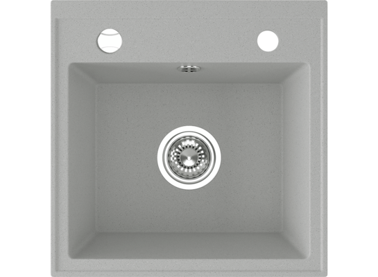 Zlewozmywak granitowy TRZYNASTKA 1 komora 44 x 44 cm z syfonem szary