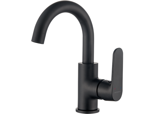 Bateria umywalkowa DIMA stojąca z ruchomą wylewką U czarna