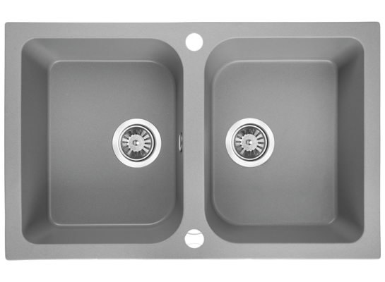 Zlewozmywak granitowy CELIA 2 komory 48 x 76 cm z syfonem szary