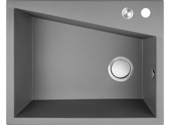 Zlewozmywak granitowy GRENADA 1 komora 48 x 60 cm z syfonem szary