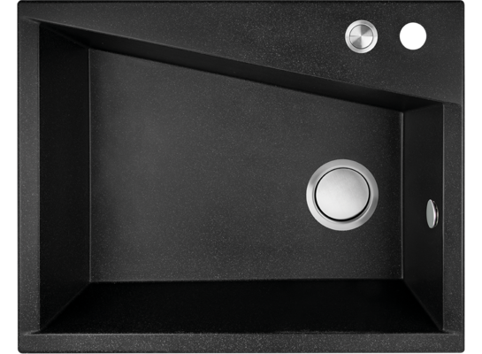 Zlewozmywak granitowy GRENADA 1 komora 48 x 60 cm z syfonem czarny