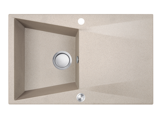Zlewozmywak granitowy GRENADA 1 komora z ociekaczem 48 x 78 cm z syfonem beż
