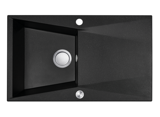 Zlewozmywak granitowy GRENADA 1 komora z ociekaczem 48 x 78 cm z syfonem czarny