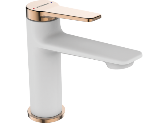 Bateria umywalkowa ALANIS stojąca z korkiem biało-złota