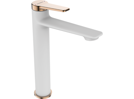 Bateria umywalkowa ALANIS stojąca nablatowa biało-złota