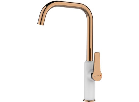 Bateria zlewozmywakowa stojąca ALANIS z wylewką L biało-złota