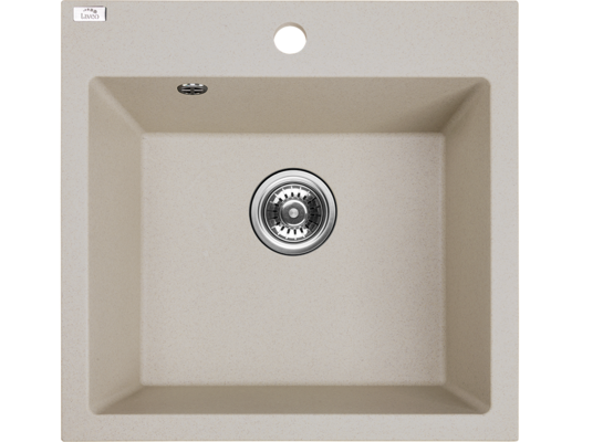 Zlewozmywak granitowy ALENA 1 komora 49 x 49 cm z syfonem beż