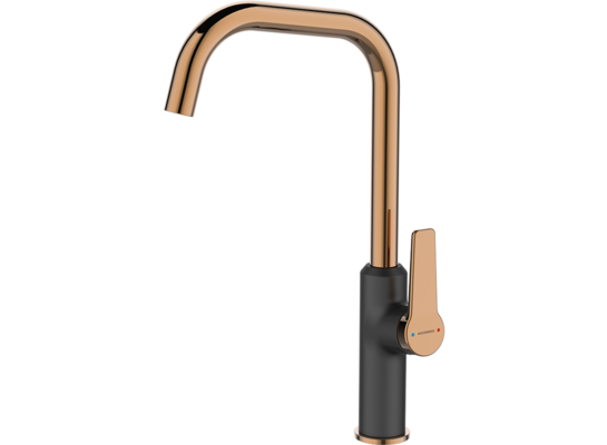 Bateria zlewozmywakowa stojąca ALANIS z wylewką L czarno-złota