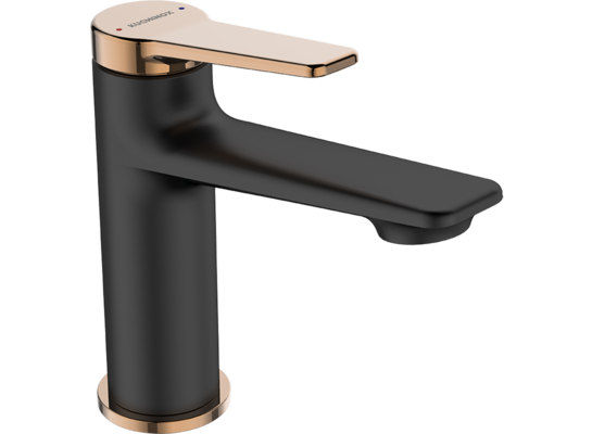 Bateria umywalkowa ALANIS stojąca z korkiem czarno-złota