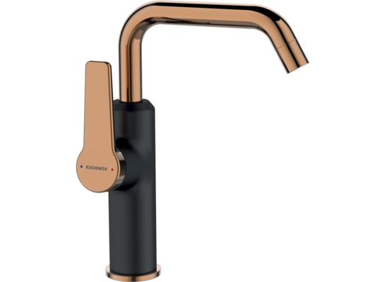 Bateria umywalkowa ALANIS stojąca z wylewką L czarno-złota