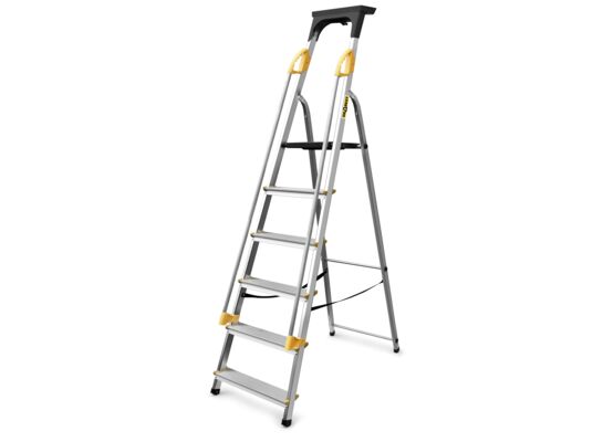 Drabina aluminiowa domowa z poręczami 6 stopniowa 150 kg DRABEST