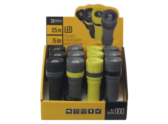 Latarka LED 3 W 75 lm 3× AAA z zoomem