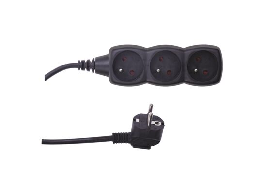 Przedłużacz 3 gniazda 1,5 m czarny