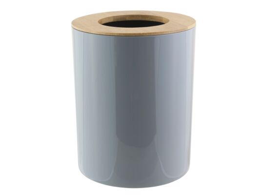Kosz okrągły z pokrywą bambusową 19 x 19 x 24 cm PP szary