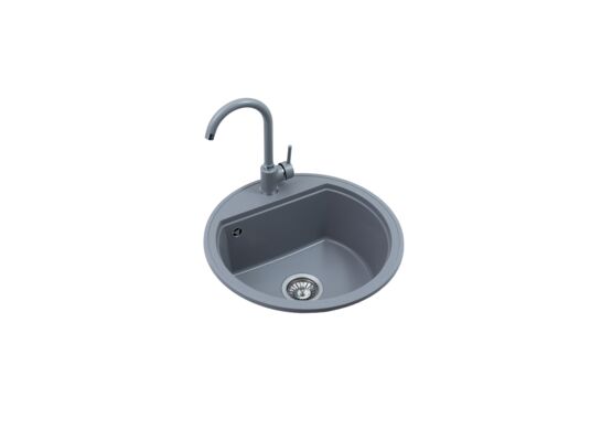 Zestaw zlewozmywak granitowy Oval 1 komora bez ociekacza dior gray ø51 x 21,5 Miló