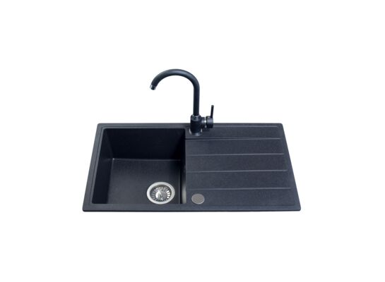 Zestaw zlewozmywak granitowy Metro 1 komora długi ociekacz graphite rock 76 x 44 x 19,5 Miló