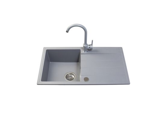 Zestaw zlewozmywak granitowy Metro 1 komora długi ociekacz dior gray 76 x 44 x 19,5 Miló