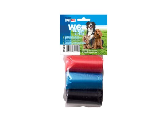 Worki na psie odchody 6 rolek mix kolorów Happet