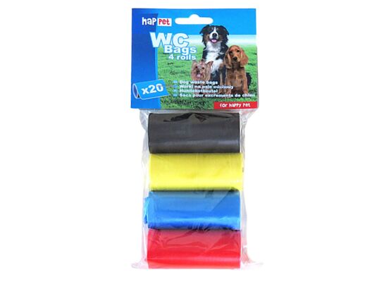 Worki na psie odchody 4 rolki mix kolorów Happet