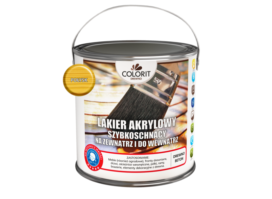 Lakier akrylowy szybkoschnący do drewna połysk 2,5 l Colorit Drewno