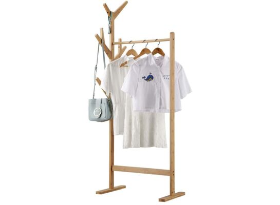 Regał na ubrania z wieszakiem stojącym bambus HF-LR208