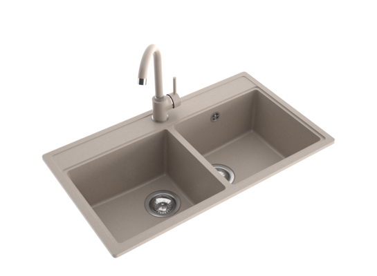 Zlewozmywak METRO P 2-komorowy bez ociekacza 76 x 44 bateria "U" pure sand