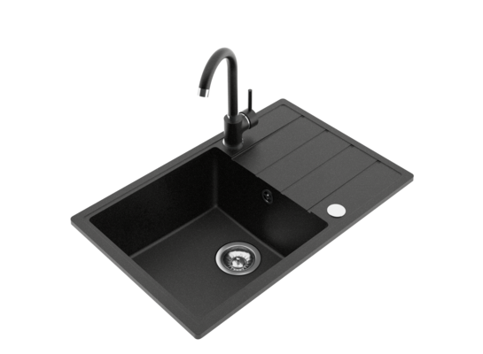 Zlewozmywak METRO 1 duża komora ociekacz 68 x 44 cm bateria "U" grafitowy