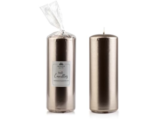 Świeca parafinowa 7 x 19 cm metalik beżowy