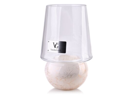 Świeca z kloszem CRISTIE 26 x 16 cm biały marmur