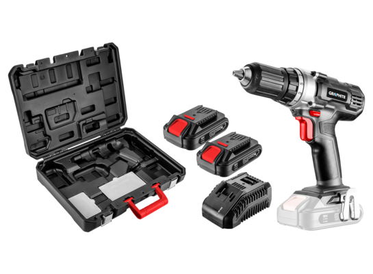 Wiertarko-wkrętarka akumulatorowa Energy+ 18V Li-Ion ładowarka walizka GRAPHITE